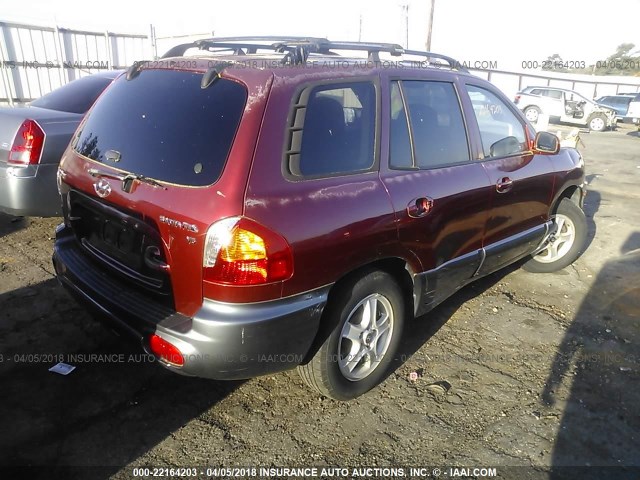 KM8SC13D94U773967 - 2004 HYUNDAI SANTA FE GLS/LX RED photo 4