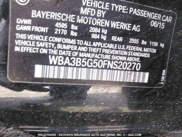 WBA3B5G50FNS20270 - 2015 BMW 328 XI SULEV BLACK photo 9