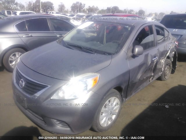 3N1CN7AP4CL884408 - 2012 NISSAN VERSA S/SV/SL GRAY photo 2