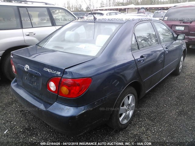 2T1BR32E73C149038 - 2003 TOYOTA COROLLA CE/LE/S BLUE photo 4