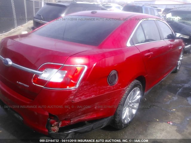 1FAHP2FWXCG103448 - 2012 FORD TAURUS LIMITED RED photo 4