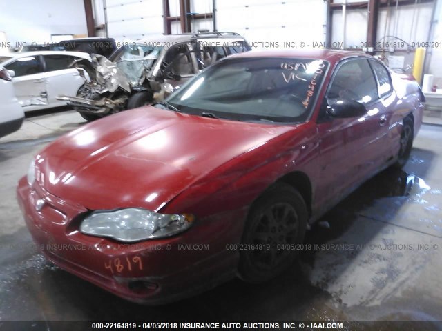 2G1WW12E449389642 - 2004 CHEVROLET MONTE CARLO LS RED photo 2