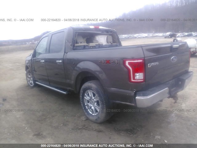 1FTEW1EG6FFC60280 - 2015 FORD F150 SUPERCREW BROWN photo 3