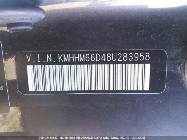 KMHHM66D48U283958 - 2008 HYUNDAI TIBURON GS GRAY photo 9