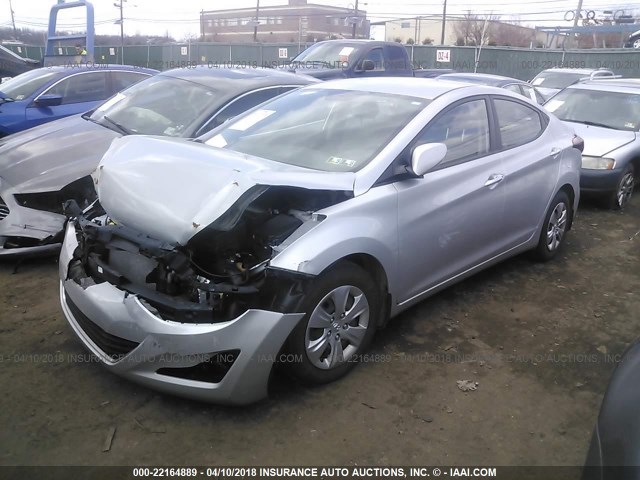 KMHDH4AE9GU490836 - 2016 HYUNDAI ELANTRA SE/SPORT/LIMITED SILVER photo 2