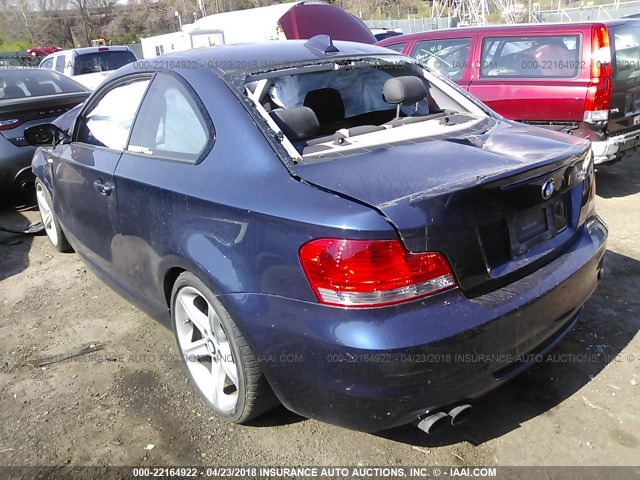 WBAUC9C51BVM10359 - 2011 BMW 135 I BLUE photo 3