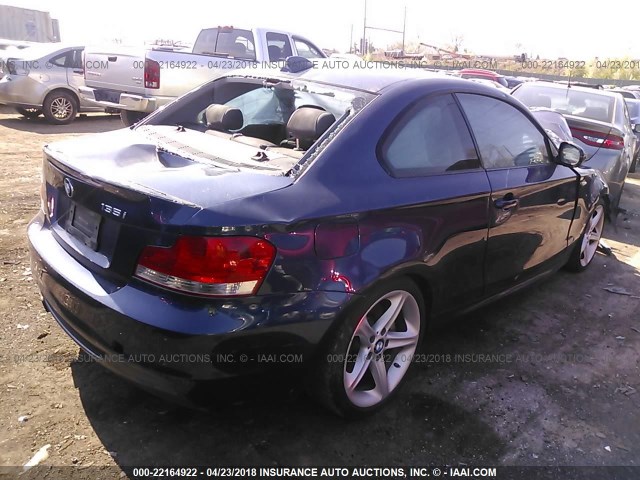 WBAUC9C51BVM10359 - 2011 BMW 135 I BLUE photo 4