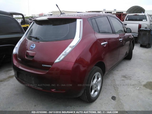 JN1AZ0CP8BT001792 - 2011 NISSAN LEAF SV/SL RED photo 4