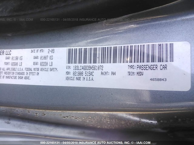 1B3LC46B39N561072 - 2009 DODGE AVENGER SE/SXT GRAY photo 9