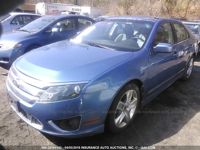 3FAHP0KC1AR399062 - 2010 FORD FUSION SPORT BLUE photo 2