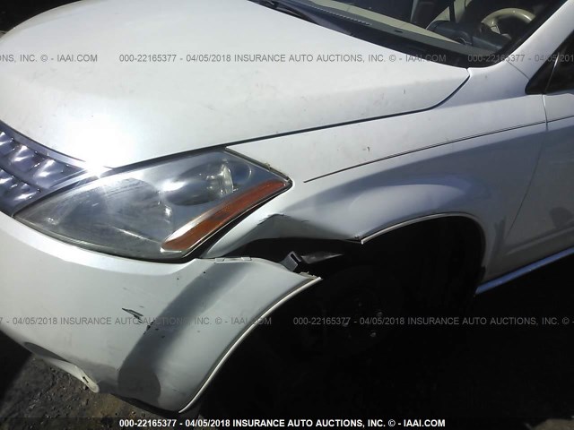 JN8AZ08T96W424456 - 2006 NISSAN MURANO SL/SE/S WHITE photo 6