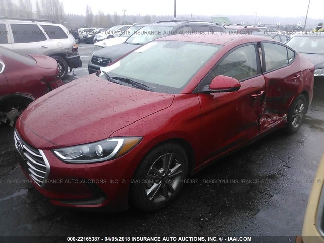 5NPD84LF9JH304269 - 2018 HYUNDAI ELANTRA SEL/VALUE/LIMITED RED photo 2