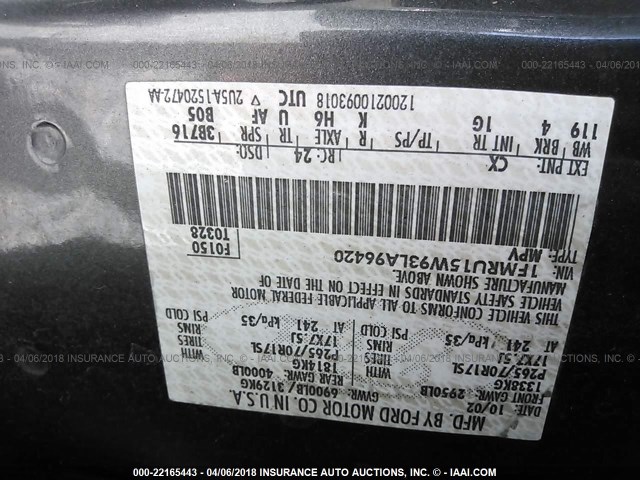 1FMRU15W93LA96420 - 2003 FORD EXPEDITION XLT 灰色 照片 9