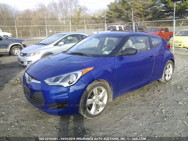 KMHTC6AD7CU070418 - 2012 HYUNDAI VELOSTER BLUE photo 2