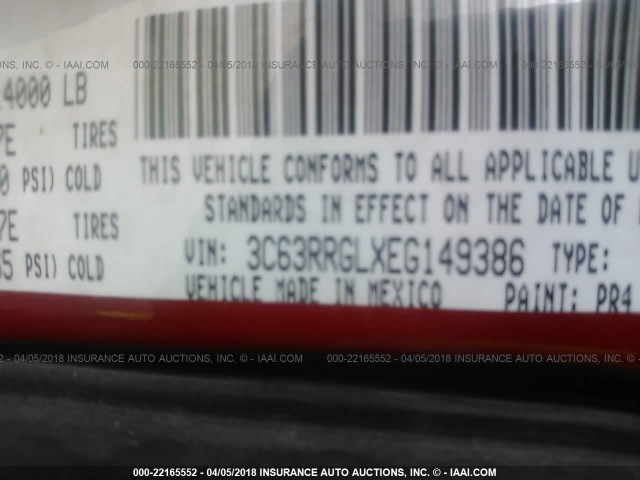 3C63RRGLXEG149386 - 2014 RAM 3500 ST RED photo 10