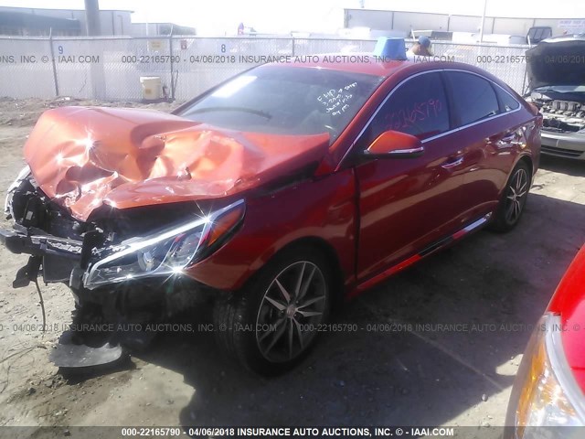 5NPE34AB6FH115492 - 2015 HYUNDAI SONATA SPORT/LIMITED ORANGE photo 2