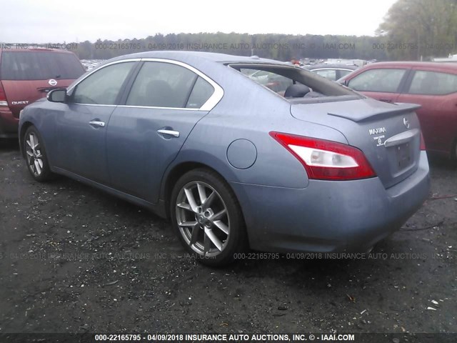 1N4AA5AP9AC833215 - 2010 NISSAN MAXIMA S/SV BLUE photo 3