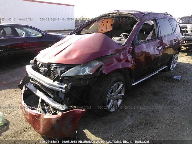 JN8AZ08T97W502638 - 2007 NISSAN MURANO SL/SE/S MAROON photo 2