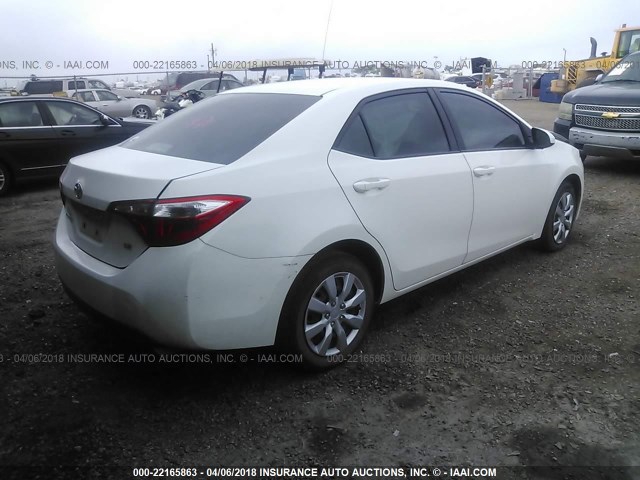 5YFBURHE2EP020071 - 2014 TOYOTA COROLLA L/LE/LE PLS/PRM/S/S PLS WHITE photo 4