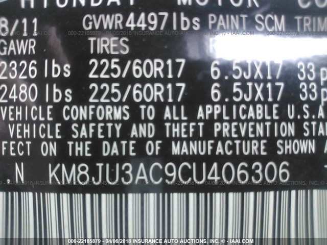KM8JU3AC9CU406306 - 2012 HYUNDAI TUCSON GLS/LIMITED 绿色 照片 9