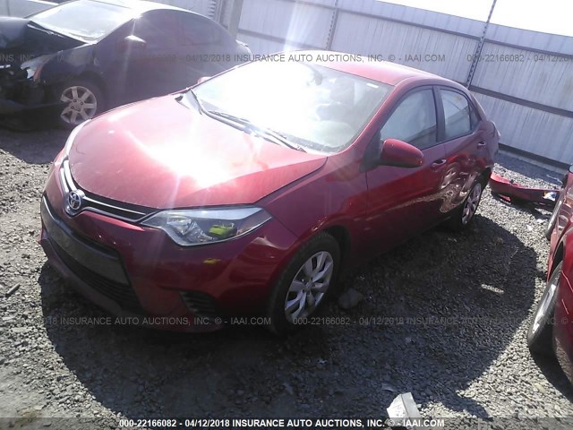 5YFBURHE5FP285360 - 2015 TOYOTA COROLLA L/LE/LE PLS/PRM/S/S PLS RED photo 2