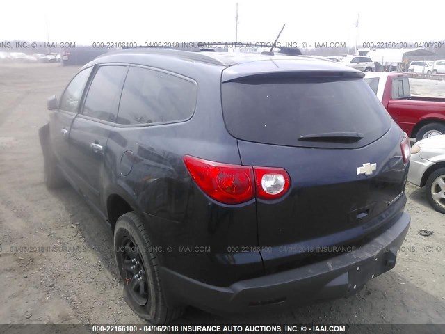 1GNKRFED2BJ227126 - 2011 CHEVROLET TRAVERSE LS BLACK photo 3