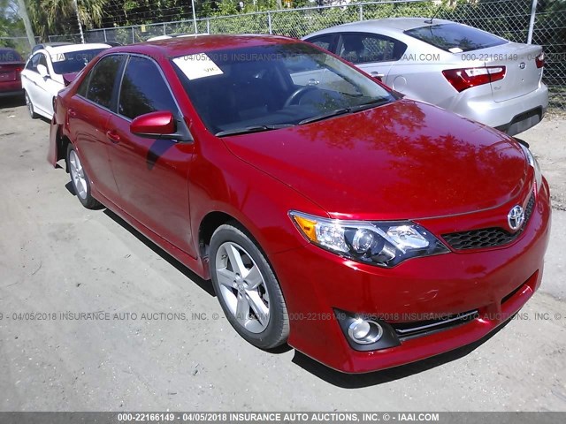 4T1BF1FK9EU862814 - 2014 TOYOTA CAMRY L/SE/LE/XLE RED photo 1