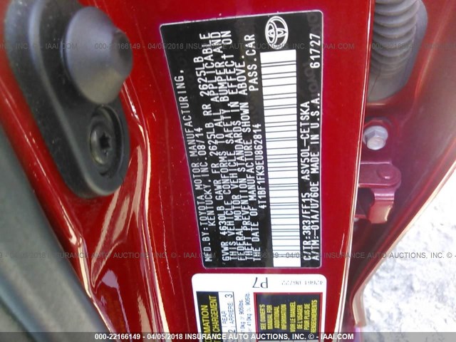 4T1BF1FK9EU862814 - 2014 TOYOTA CAMRY L/SE/LE/XLE RED photo 9