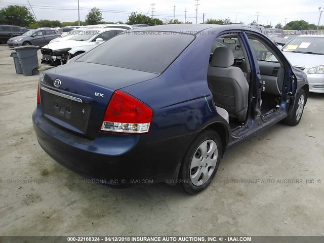 KNAFE222995636189 - 2009 KIA SPECTRA EX/LX/SX BLUE photo 4