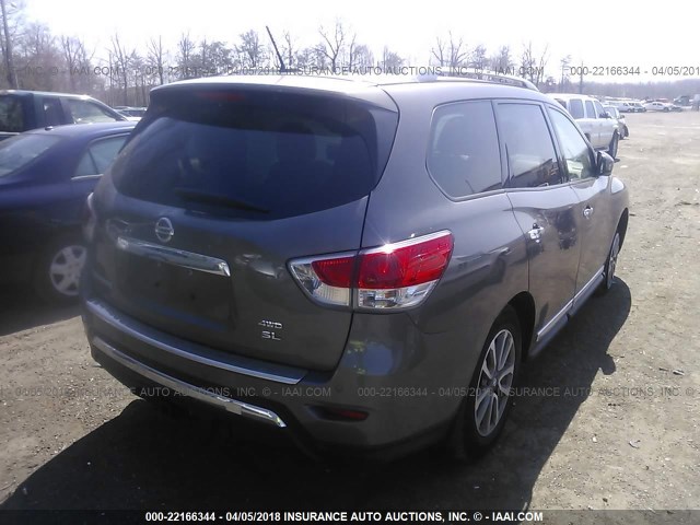 5N1AR2MM6EC722660 - 2014 NISSAN PATHFINDER S/SV/SL/PLATINUM GRAY photo 4