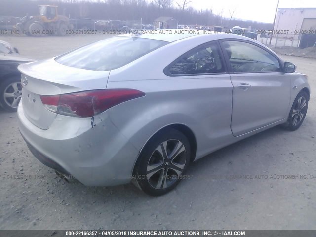 KMHDH6AEXDU005983 - 2013 HYUNDAI ELANTRA COUPE GS/SE SILVER photo 4