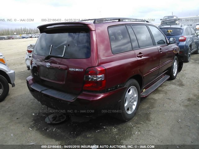 JTEDP21A850087715 - 2005 TOYOTA HIGHLANDER LIMITED BURGUNDY photo 4