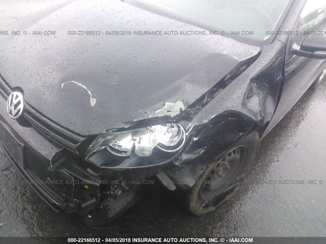 WVWDB7AJXAW091515 - 2010 VOLKSWAGEN GOLF BLACK photo 6