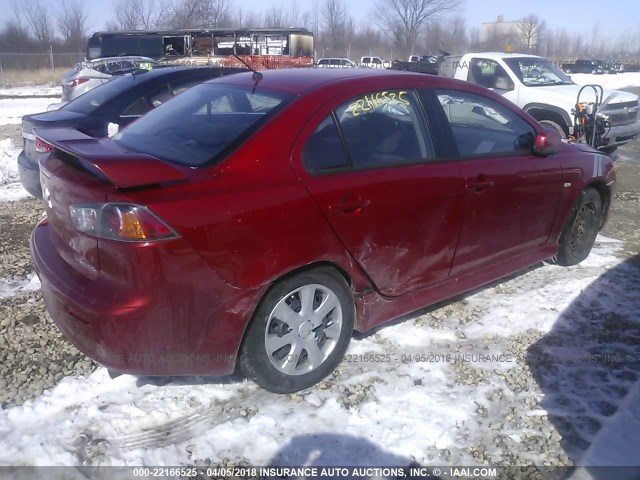 JA32U2FU1DU017583 - 2013 MITSUBISHI LANCER ES/ES SPORT RED photo 4