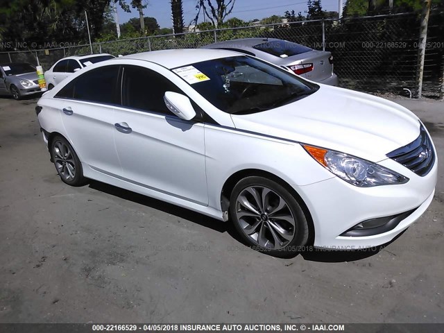 5NPEC4AC8EH826392 - 2014 HYUNDAI SONATA SE/LIMITED WHITE photo 1