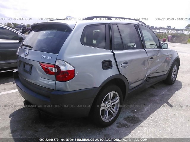 WBXPA93485WD21910 - 2005 BMW X3 3.0I GRAY photo 4