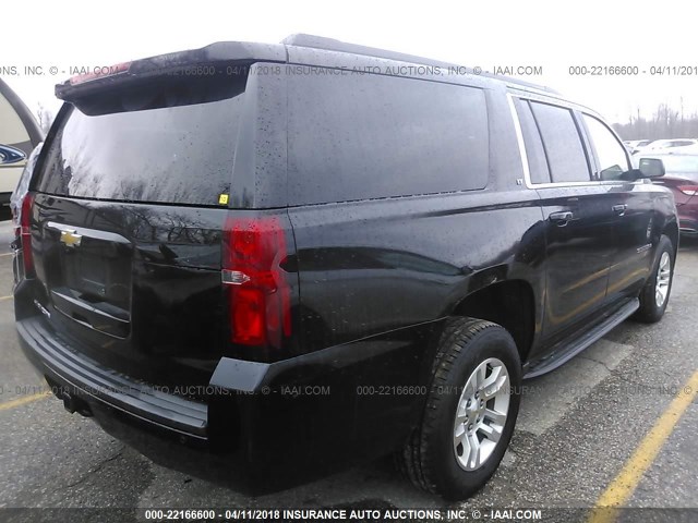 1GNSKJKC0FR260443 - 2015 CHEVROLET SUBURBAN K1500 LT BLACK photo 4