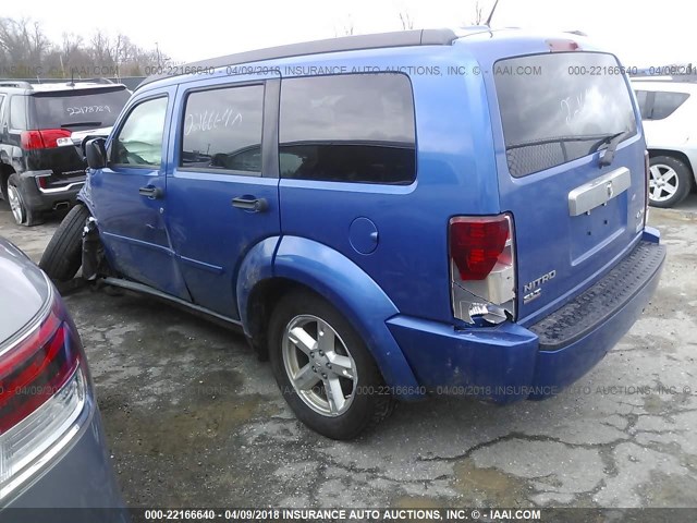 1D8GU58K37W566328 - 2007 DODGE NITRO SLT BLUE photo 3