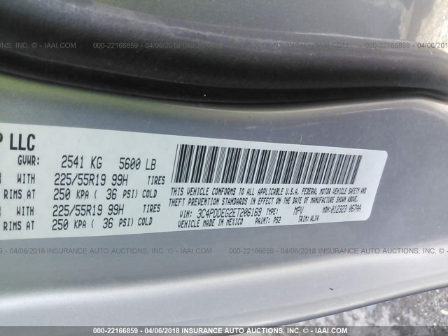 3C4PDDEG2ET206169 - 2014 DODGE JOURNEY R/T SILVER photo 9