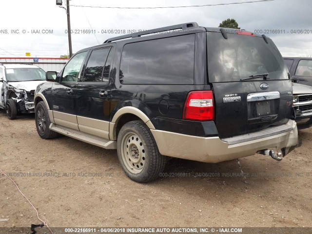 1FMFK175X7LA15038 - 2007 FORD EXPEDITION EL EDDIE BAUER BLACK photo 3