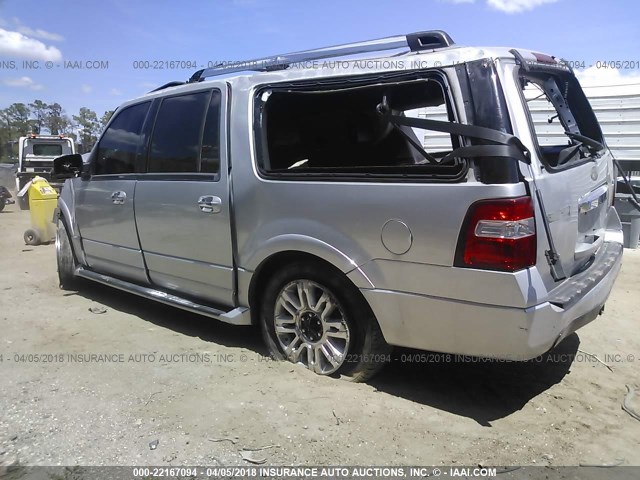 1FMJK1K58BEF09994 - 2011 FORD EXPEDITION EL LIMITED SILVER photo 3