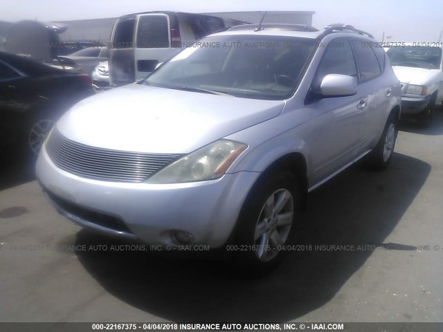 JN8AZ08T76W405727 - 2006 NISSAN MURANO SL/SE/S SILVER photo 2