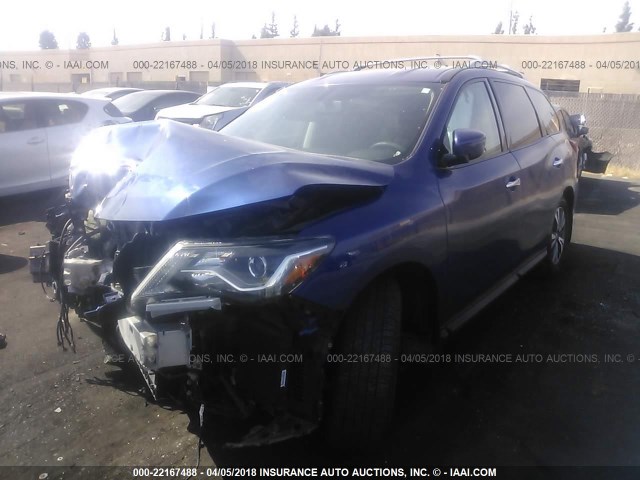 5N1DR2MN6HC630703 - 2017 NISSAN PATHFINDER S/SV/SL/PLATINUM BLUE photo 2