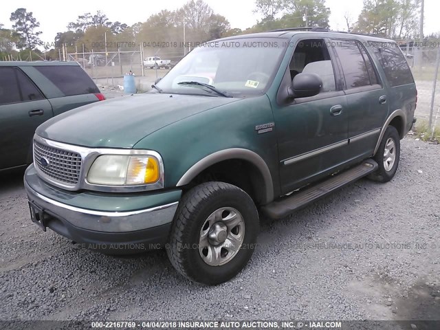 1FMPU16L6YLA00309 - 2000 FORD EXPEDITION XLT GREEN photo 2