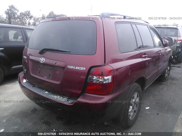 JTEGP21A560105165 - 2006 TOYOTA HIGHLANDER LIMITED BURGUNDY photo 4