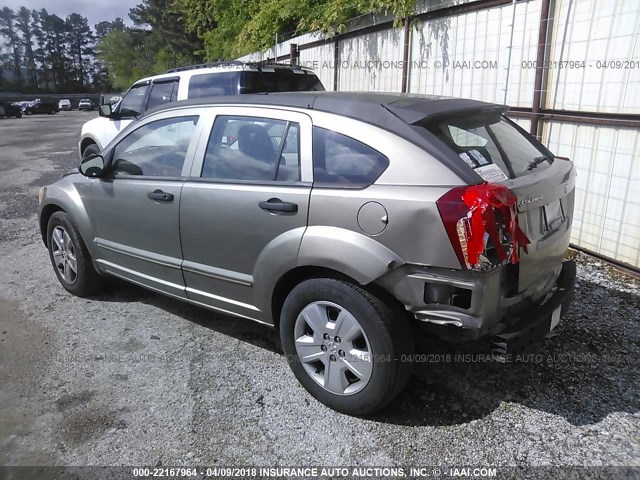 1B3HB48BX7D115462 - 2007 DODGE CALIBER SXT BEIGE photo 3