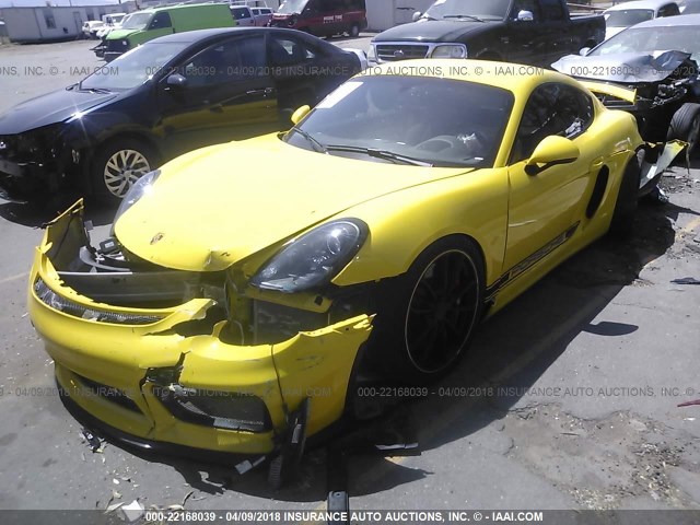 WP0AC2A81GK197464 - 2016 PORSCHE CAYMAN GT4 YELLOW photo 2