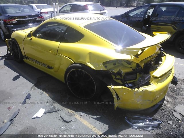 WP0AC2A81GK197464 - 2016 PORSCHE CAYMAN GT4 YELLOW photo 3