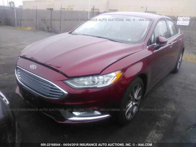 3FA6P0G76HR299343 - 2017 FORD FUSION S RED photo 2