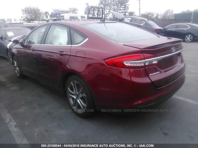 3FA6P0G76HR299343 - 2017 FORD FUSION S RED photo 3